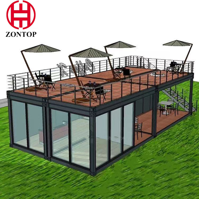 Seaside Restaurant Moveable Customized Modular Minimalist Style High Standard Prefabricated Container House
