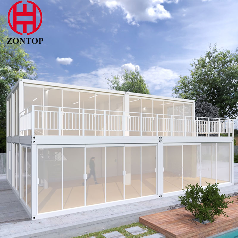 Flat Pack Container Coffe House Modular Light Steel Frame Luxury Office Prefab House