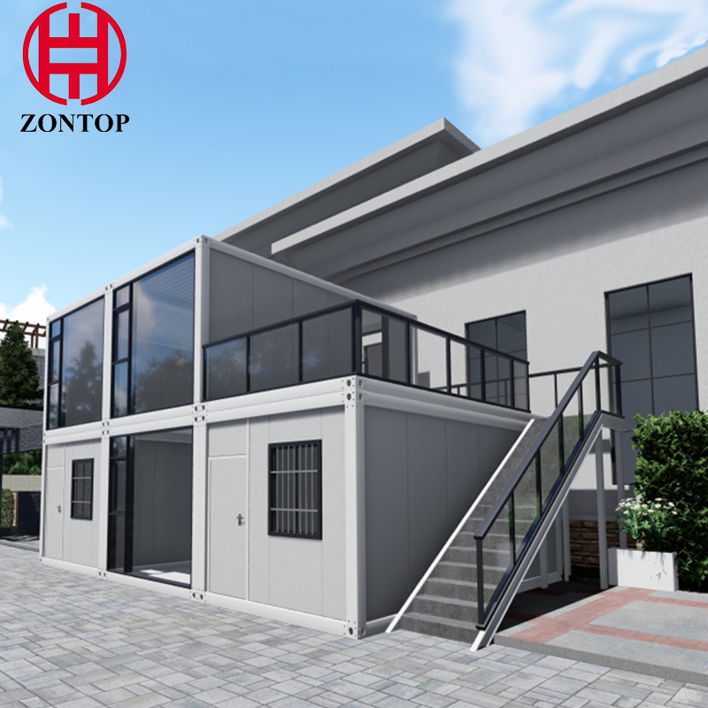 Custom Roof Stairs Waterproof Handrails Luxury Prefab Container Houses